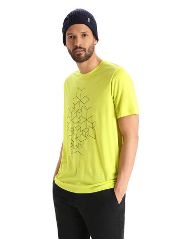 Pánské Tričko Icebreaker Merino Tech Lite II Krátké Sleeve Snowflake Žluté | CZ 1745DFMN